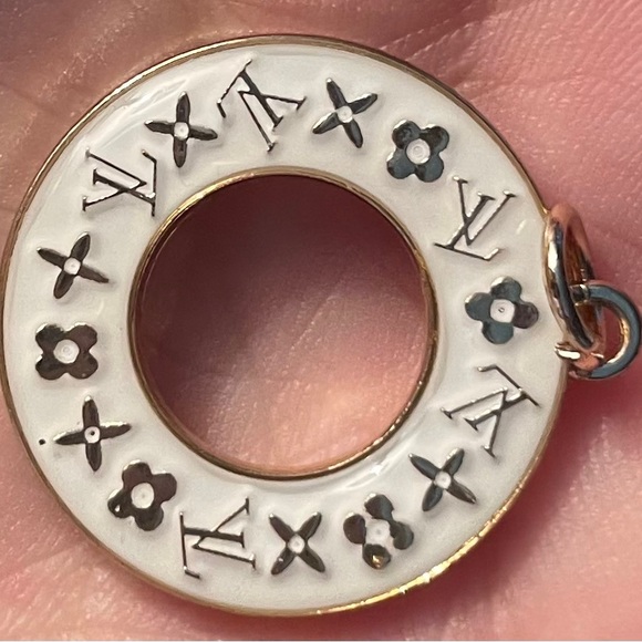 Louis Vuitton White and Gold Circular Charm